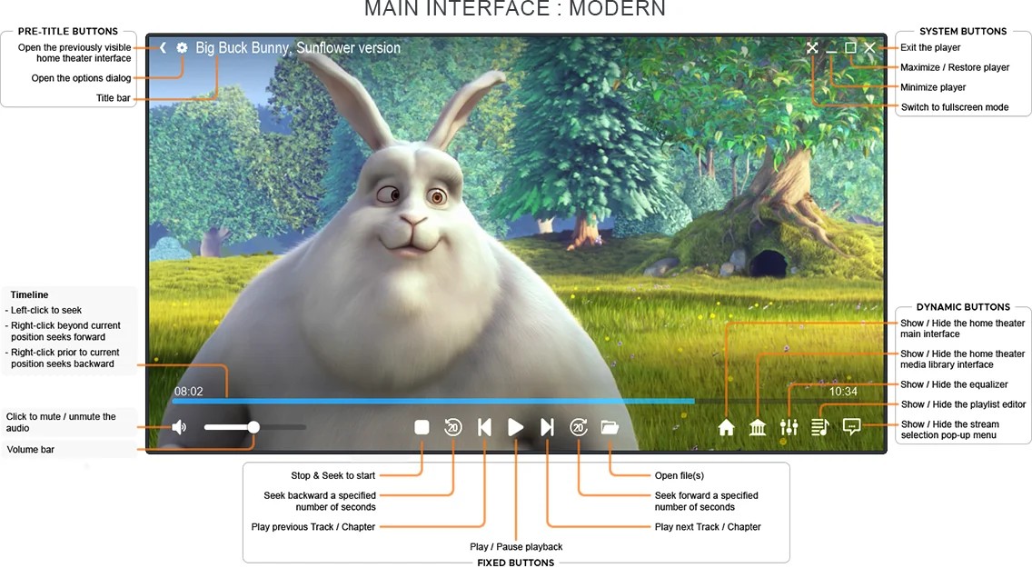 Элементы управления Zoom Player